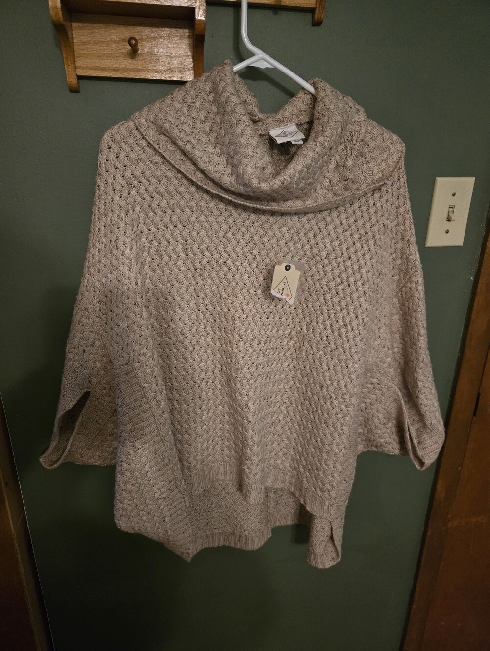 St. John's Bay Taupe Cowl Neck Poncho Sweater